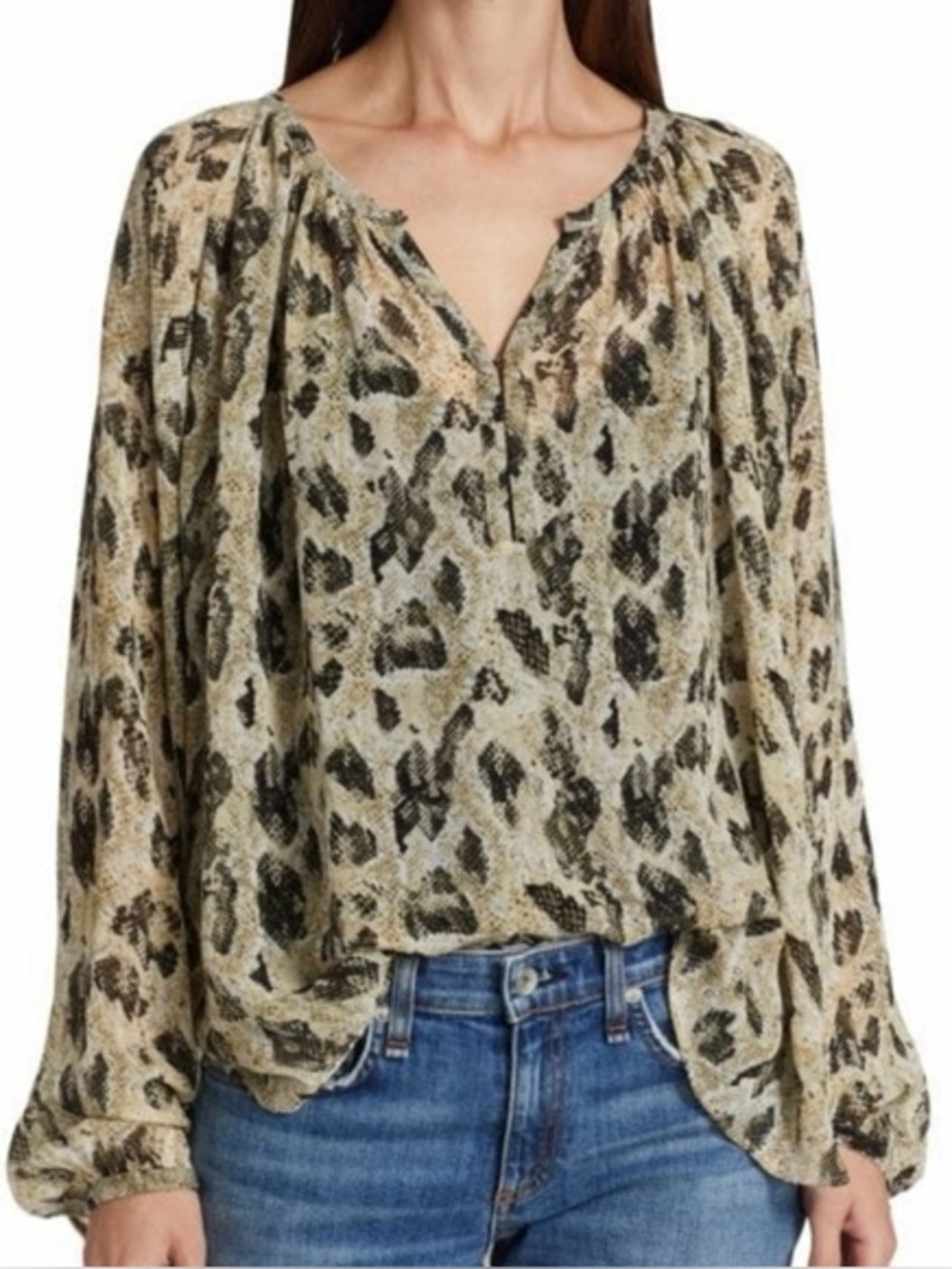 rag & bone Black Yuni Silk Leopard Printed Blouse (127)